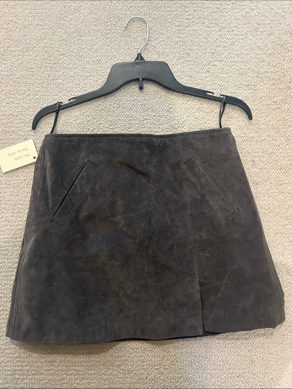 Blank NYC Dark Grey Real Suede Mini Skirt